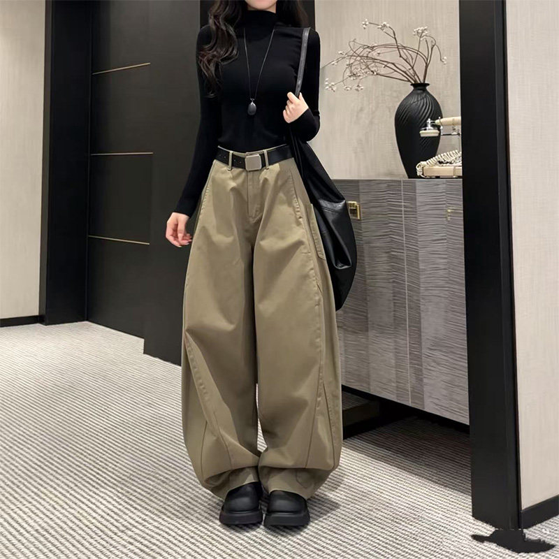 86262高腰简约气质休闲裤女2026新款显瘦宽松阔腿弯刀女裤爆款裤