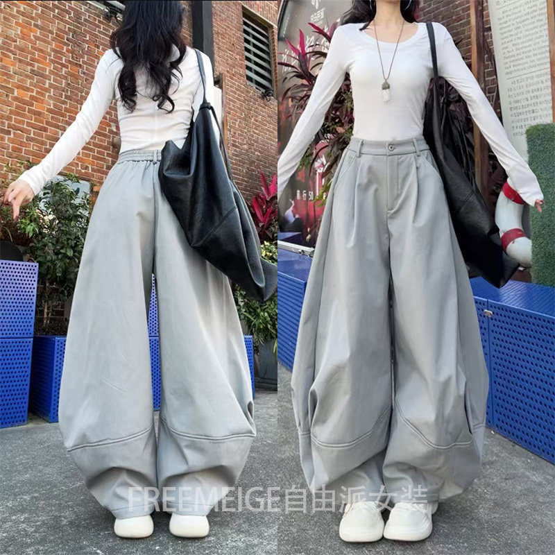 2026年春季新款62216结构宽松弯刀裤女百搭个性裁片遮肉休闲裤女,女装/女士精品,休闲裤,淘宝优惠券,粉丝福利购,淘宝优惠卷