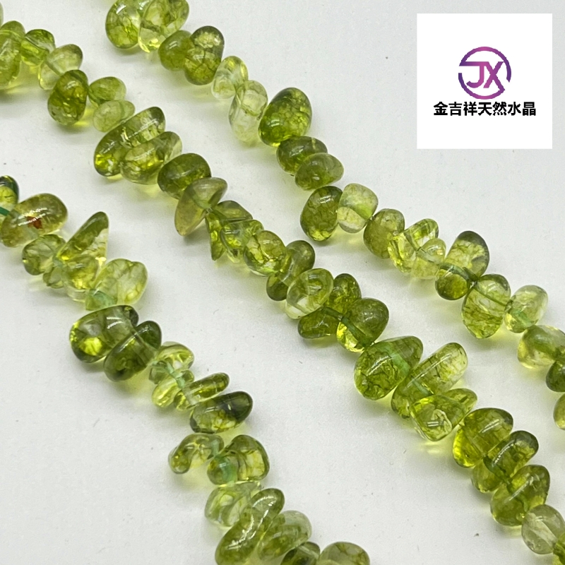 彩色橄榄绿加色天然水晶边孔水滴
