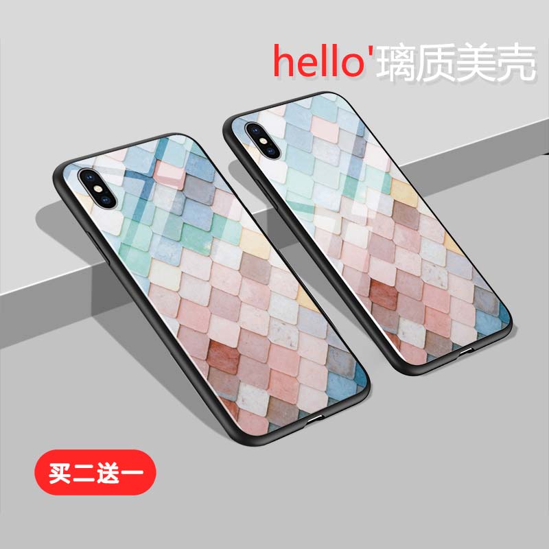 iPhoneXÆ»¹û6/6s/7/8plus²£Á§ÊÖ»ú¿Çins·çСÇåвÊÉ«Áâ¸ñ¸öÐÔÅ®¿î