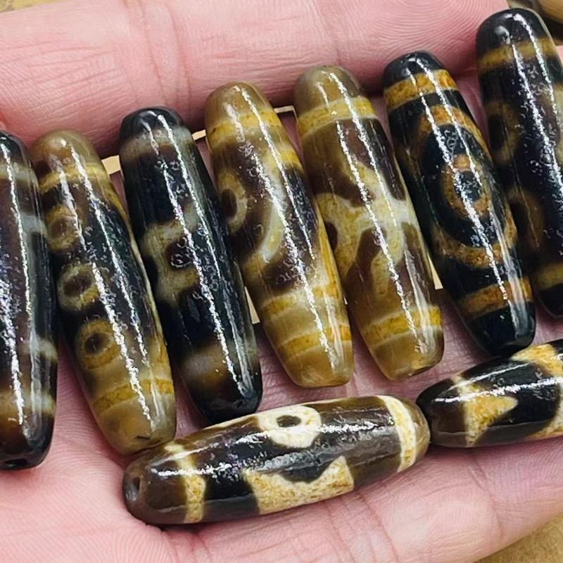 保真品西藏天然玛瑙老天珠虎牙一三五眼吊坠包浆项坠男女颈坠手链
