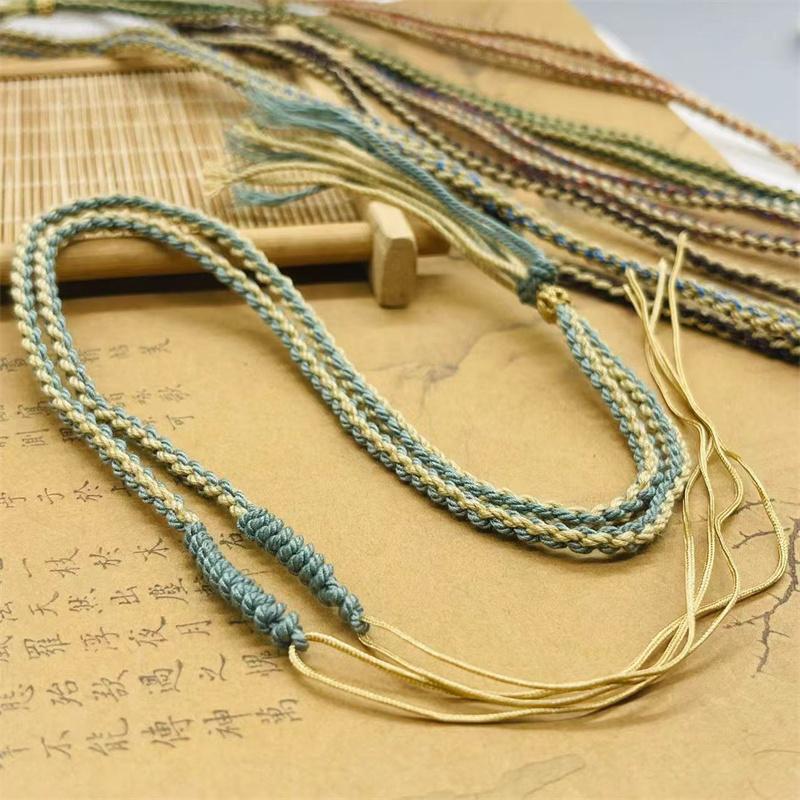 手搓棉线蜜蜡饰品项链绳可调