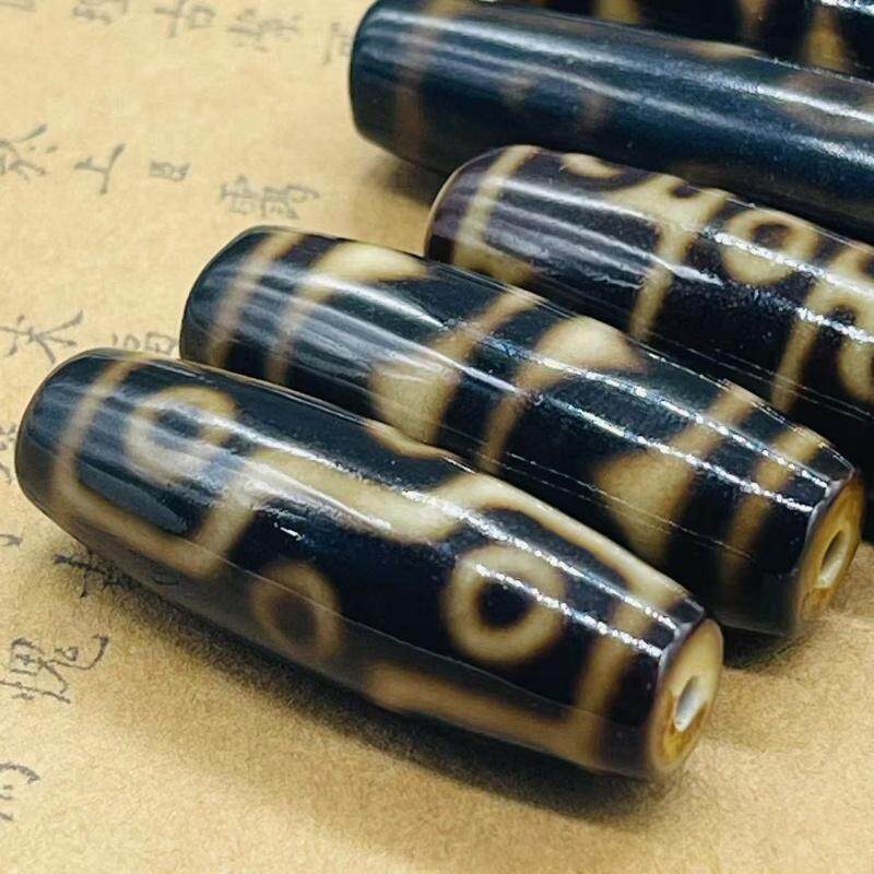 保真品西藏天然玛瑙天珠黑金色九眼虎牙单颗吊坠项坠男女颈坠配饰