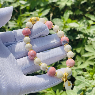 香灰琉璃手串香灰瓷彩瓷琉璃手链女北京民族特色兔儿爷配饰品礼品