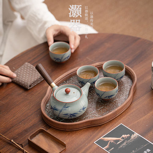 灏器白瓷提梁茶壶一壶四杯