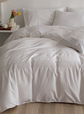 新款外贸出口纯棉被套单件白色简约现代100%全棉厚实斜纹被罩特价