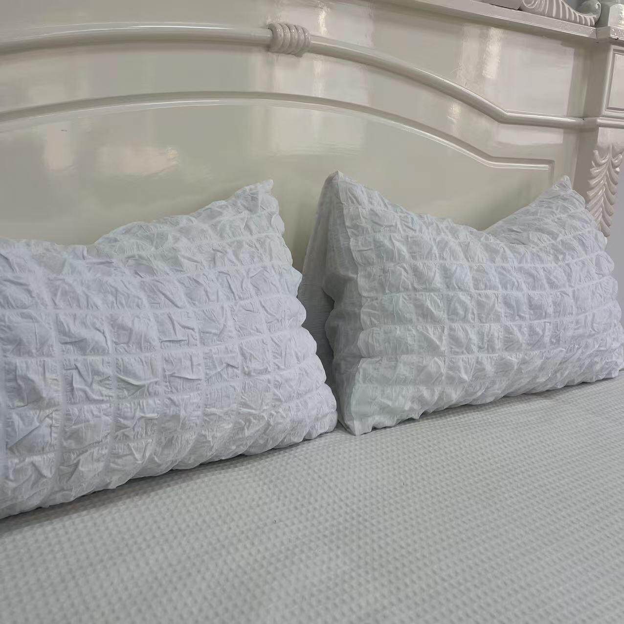 捡漏出口英国外贸尾料纯棉枕套一对泡泡提花工艺100%全棉枕袋特价