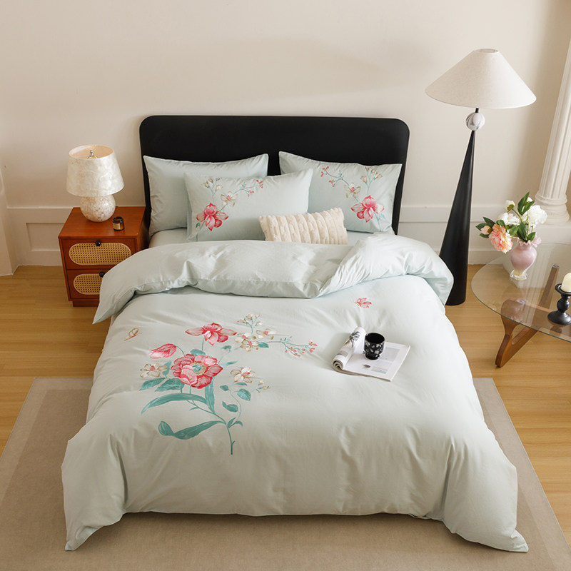 外贸出口立体重工绣花纯棉四件套高端刺绣全棉被套床单枕套多件套,床上用品,床品套件/四件套/多件套,淘宝优惠券,粉丝福利购,淘宝优惠卷