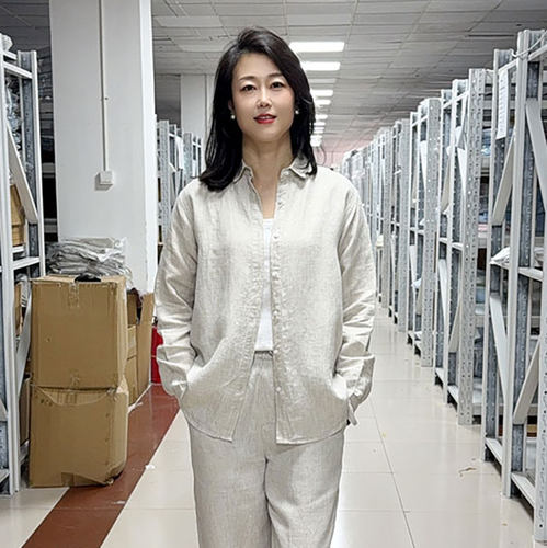 日单新款！巨简约时尚耐看的女款纯汉麻长袖衬衫翻领女士大麻衬衣