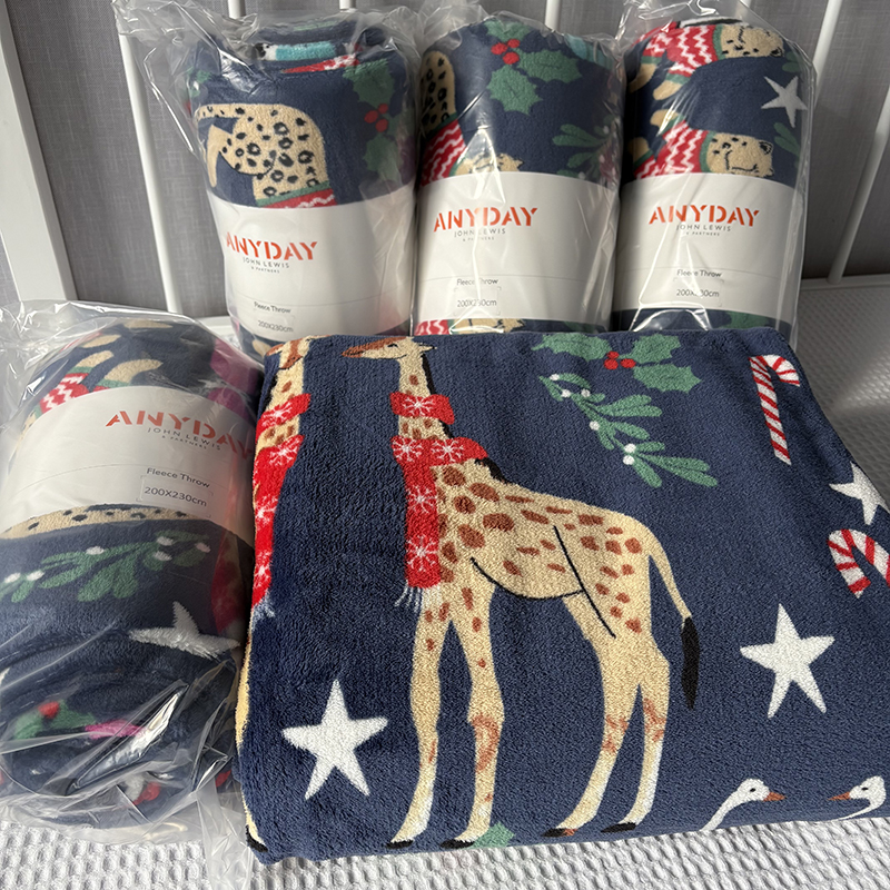 口英国圣诞款厚实暖床单