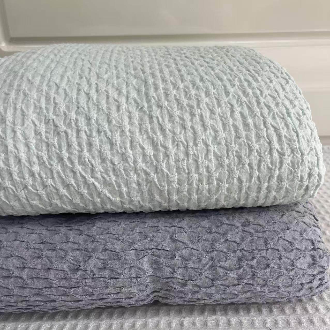 外贸尾单余料100%纯棉泡泡棉床单