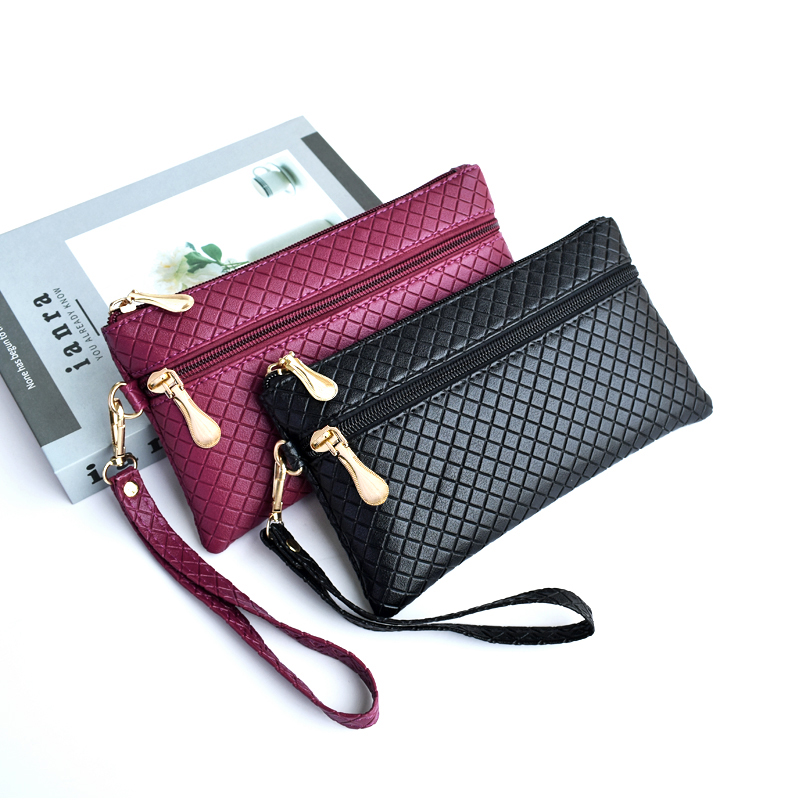 拾悦简约休闲菱格压纹小手包