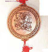 桃木精雕钟馗门牌挂饰钥匙扣 木雕家居风水挂件 天师