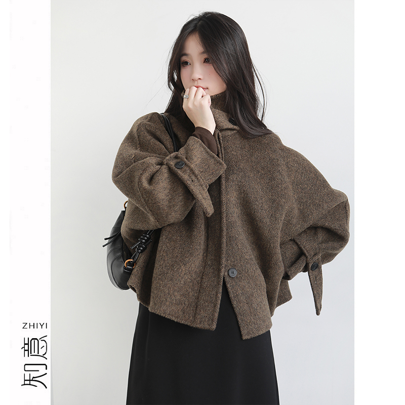 通勤风短款羊毛大衣外套
