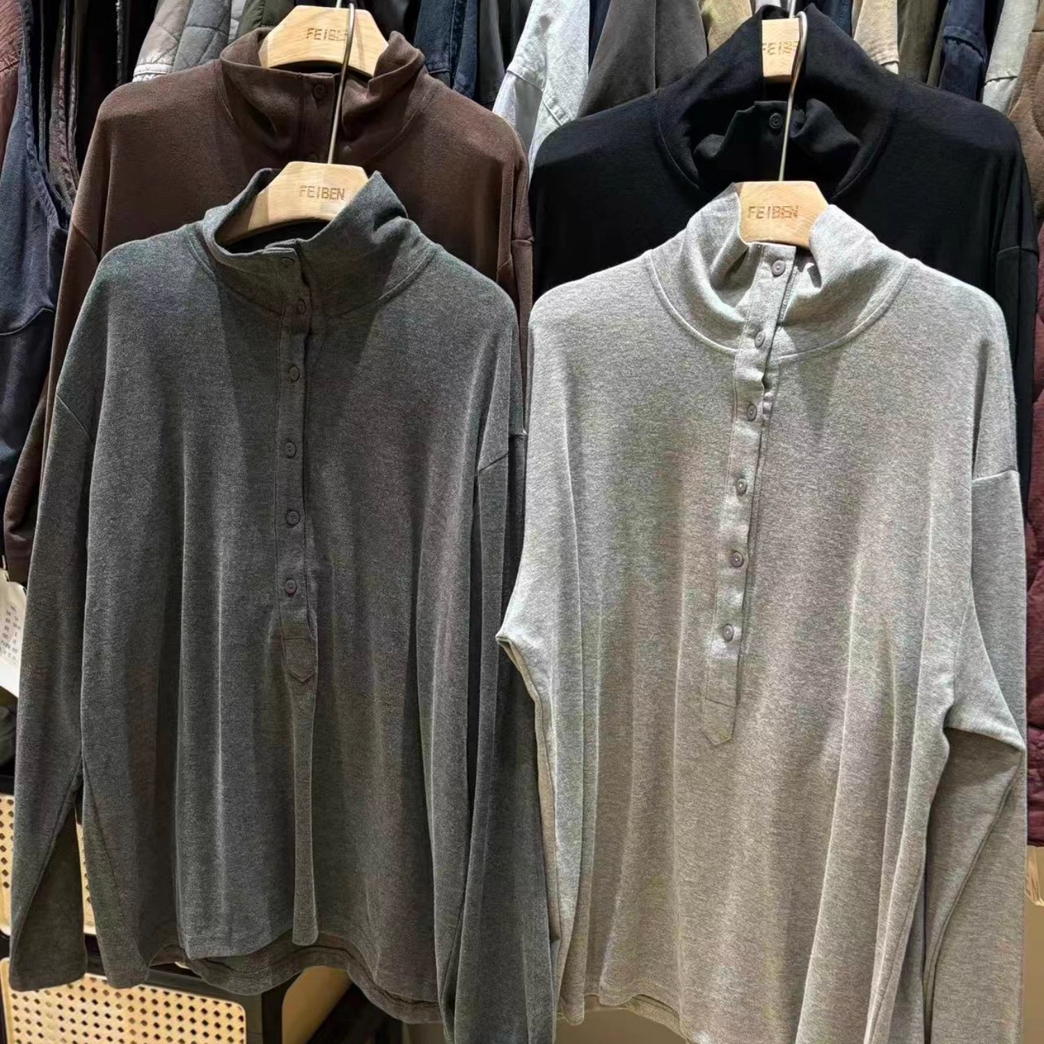 非本女189656冬季时尚宽松大码胖mm慵懒休闲风百搭磨毛打底衫T恤