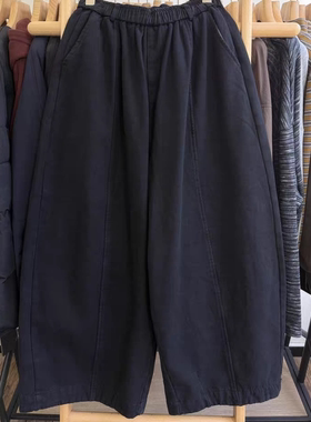 小王家女82318冬韩版宽松大码胖mm休闲加厚加绒阔腿萝卜牛仔长裤