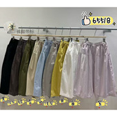 胖mm慵懒休闲高腰抽绳阔腿七分八分裤 WE女65518春夏韩版 宽松大码