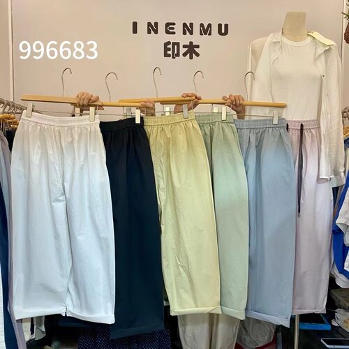 印木996683夏女松紧抽绳高腰韩版宽松大码胖mm休闲直筒阔腿萝卜裤