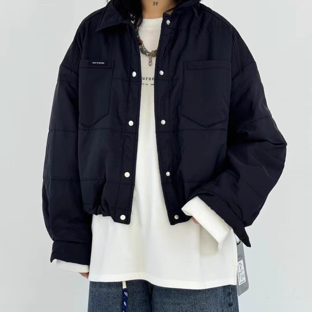 大码胖mm休闲慵懒风薄款棉服外套