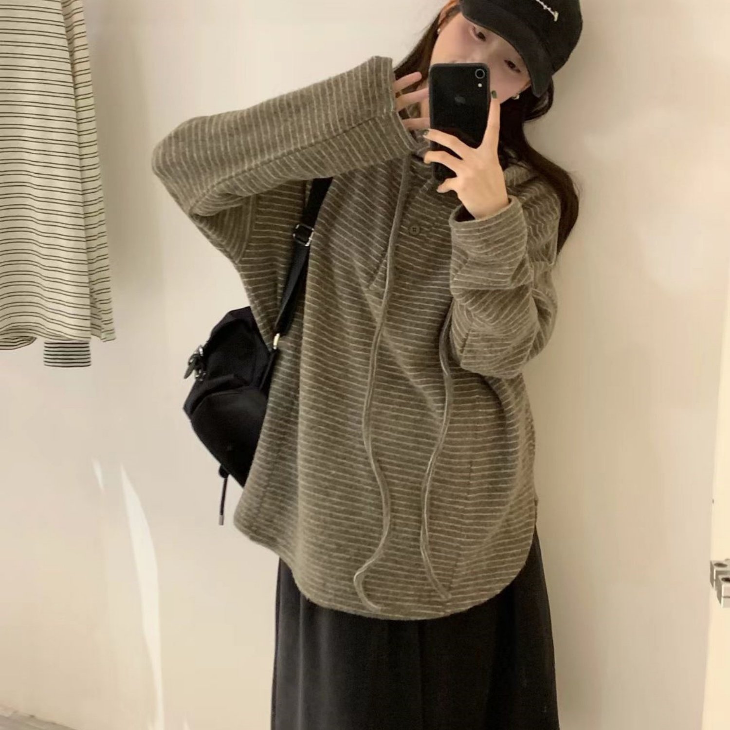 大7女32579秋季显瘦绒条纹宽松大码胖mm慵懒休闲松弛风澳连帽卫衣,女装/女士精品,卫衣/绒衫,淘宝优惠券,粉丝福利购,淘宝优惠卷