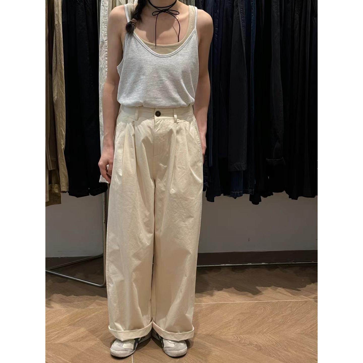 非本简1990高腰直筒薄款长裤女