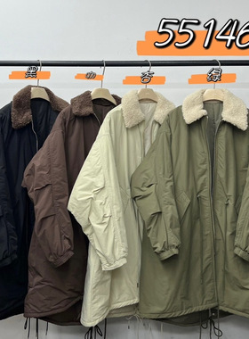 WE女55146冬季长款韩版宽松大码胖mm慵懒松弛风抽绳收腰棉服外套
