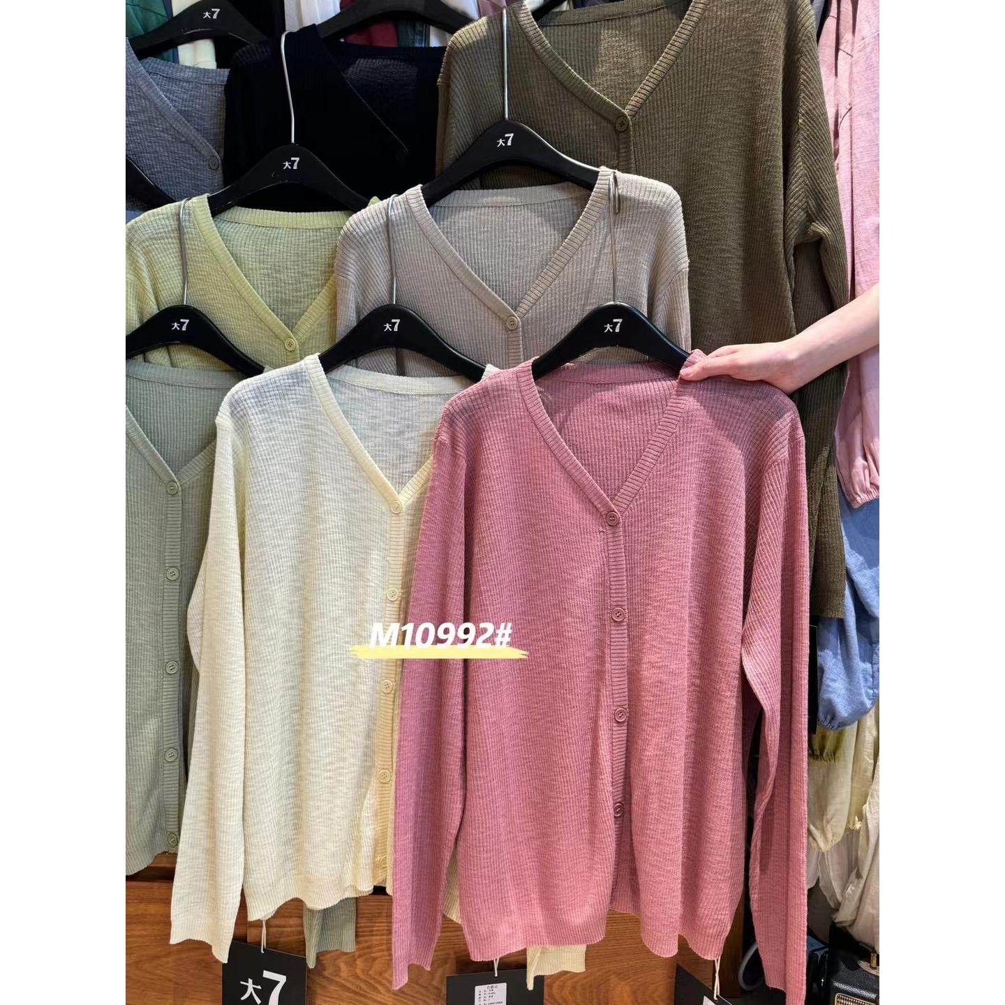 胖mm休闲V领百搭针织防晒衫外套