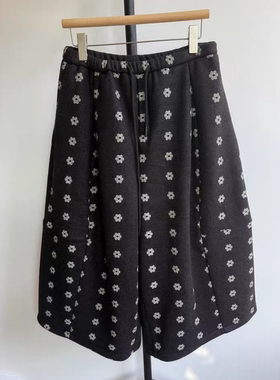 WE女装453160冬季韩版宽松大码胖mm慵懒风高腰印花抽绳阔腿七分裤