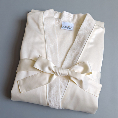 薄绒睡袍缎面美容院双层丝绸晨袍轻奢和服领美容院会所浴衣高定