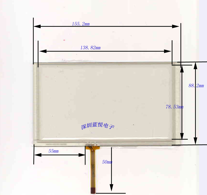 6.2寸触摸屏 四线电阻触摸屏 外围155*88 GPS导航配件 左下角出线