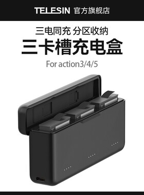 泰迅适配大疆Action5pro/4/3电池充电器三充电管家电池收纳盒配件