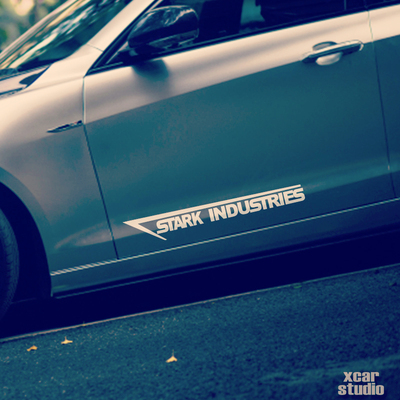 STARK INDUSTRIES 汽车贴纸 史塔克军火工业 反光贴划痕贴一对装