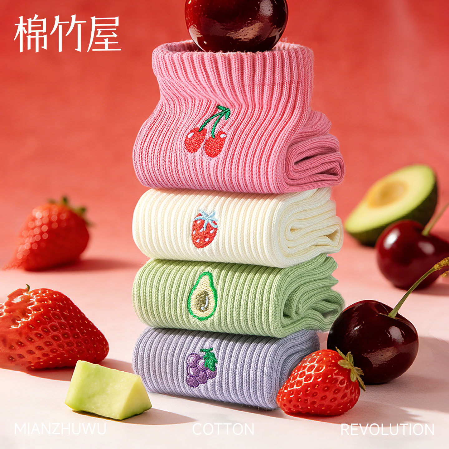 袜子女款纯棉夏季薄款中筒可爱刺绣运动防臭卡通春秋无骨短筒棉袜