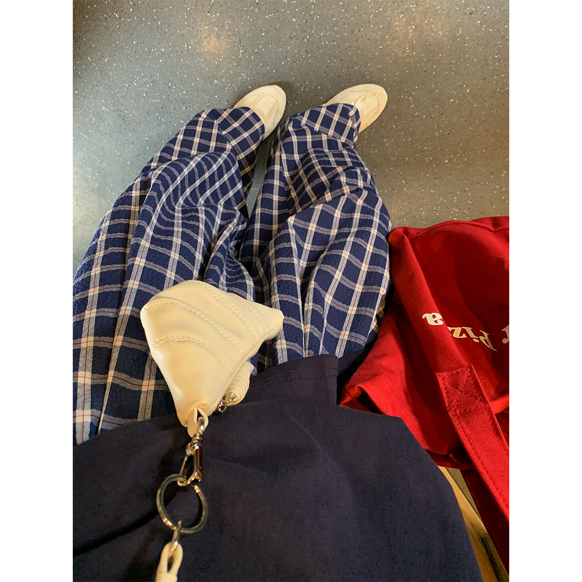 FFBLUE休闲格纹阔腿裤