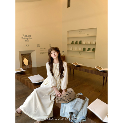 FFBLUE100天丝系带连衣长裙