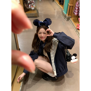 宽松廓形显瘦藏青色短夹克随性百搭韩妹外套 甜妹飞行服 BLUE