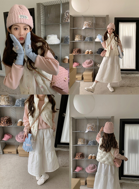 FF BLUE  白桃奶盖 小个子夹棉中长款保暖半身裙遮肉显瘦白色伞裙