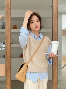 饭小队 一件搭一切的毛背心 米色又学院又温柔