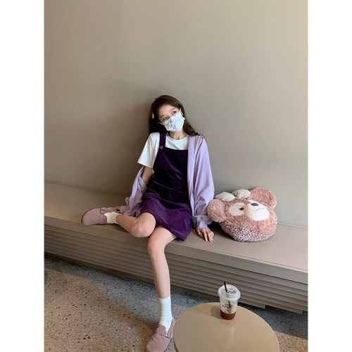 百搭背带裙灯芯绒纯色无袖吊带