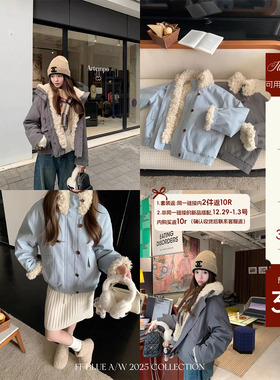 FF BLUE 雪境手札巴恩风两色百搭羊羔毛派克服韩系保暖外套秋冬女