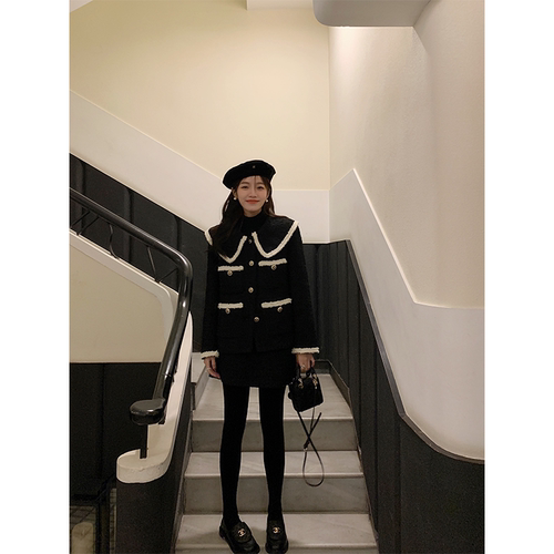 夹棉小香保暖大小姐外套半裙套装