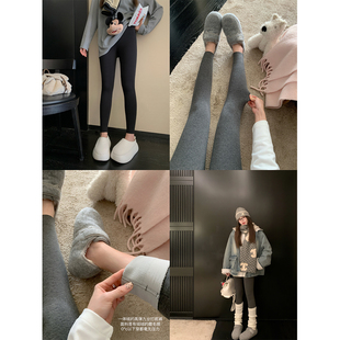 磨毛感保暖裤 2色一体绒高弹力显瘦九分打底裤 落雪时分 女 BLUE
