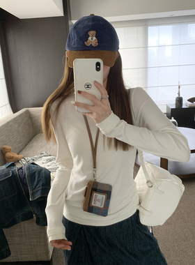 FF BLUE 秋冬b备 2色温柔风磨毛假两件打底衫长袖圆领修身上衣女