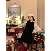 江南雾屿水貂毛新中式 BLUE 设计感旗袍气质丝绒连衣裙