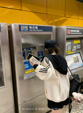 FF BLUE 秋日Jersey 2色34棉华夫格复古运动风撞色连帽卫衣外套秋