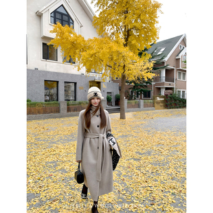 900g双面90绵羊毛10羊绒立领大衣女秋冬外套 智系大女主 BLUE