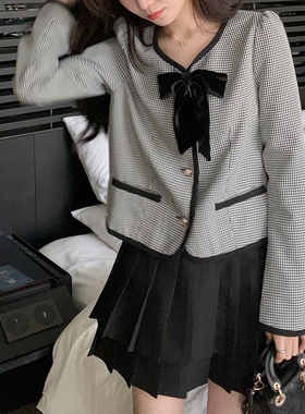 FF BLUE 双倍可爱 双层百褶黑色显瘦短裙高腰蛋糕裙a字半身裙