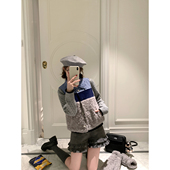 BLUE miu系甜妹 俏皮可爱花边羊毛毛呢短裤 高腰宽松休闲裤 女