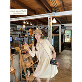 描边马甲钩花羊毛针织开衫 气质套装 白雾风铃 镂空半身裙 BLUE