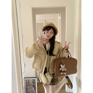 FF BLUE baby奶蓝短款两色可爱可拆手套连帽羽绒服外套